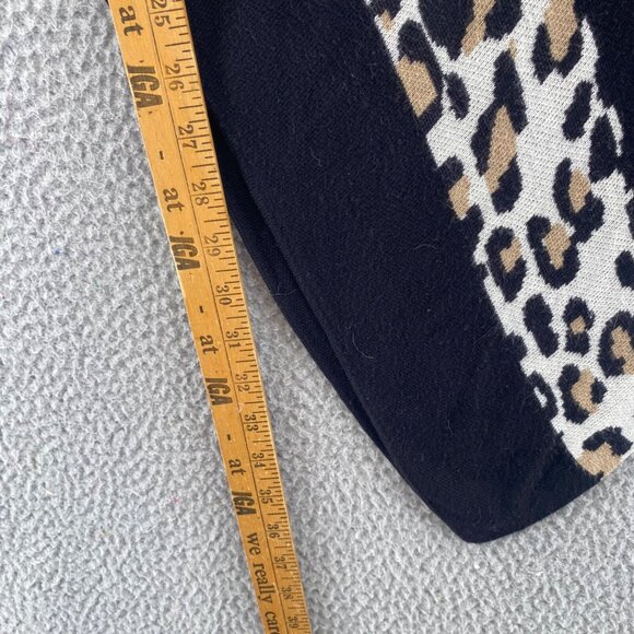 Chicos Sweater Womens Small Medium Black Leopard Print Detail Poncho Cowl Neck - Picture 8 of 9